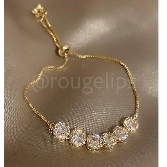 Rouge! Jewelry - Rhinestone Embellished Dangle Bracelet Gold Tone